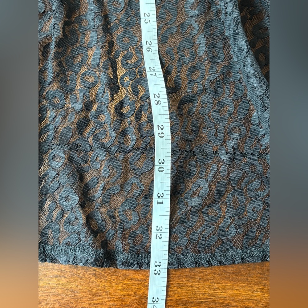Betsey Johnson Black Leopard Lace Kimono Cardigan OSFM Sheer - Picture 5 of 7